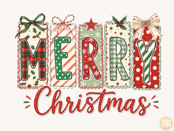 Download Merry Christmas Patchwork Letters PNG | - Letter Collection