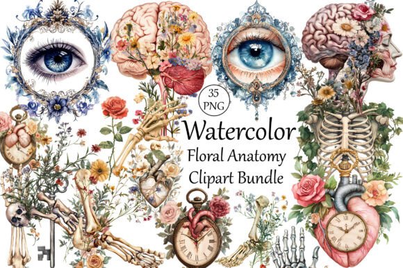 Download Watercolor Floral Anatomy Clipart Bundle - Watercolor Collection
