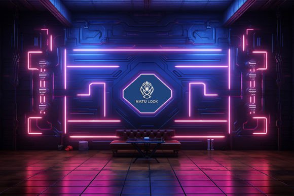 Download Neon Tech Board Logo Mockup - Logo mock Collection