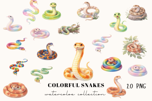 Download Colorful Snake Watercolor Clipart - Watercolor Collection