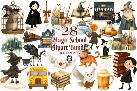 Download Cute Magic School Watercolor Clipart - Watercolor Collection