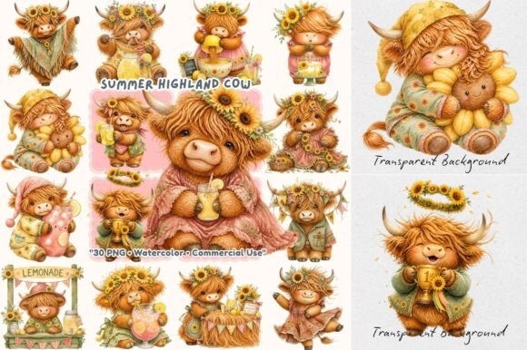 Download Summer Festival Highland Cow Watercolor - Watercolor Collection