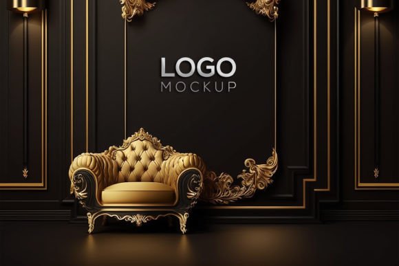 Download Logo Mockup | Black Wall Interior Mockup - Logo mock Collection
