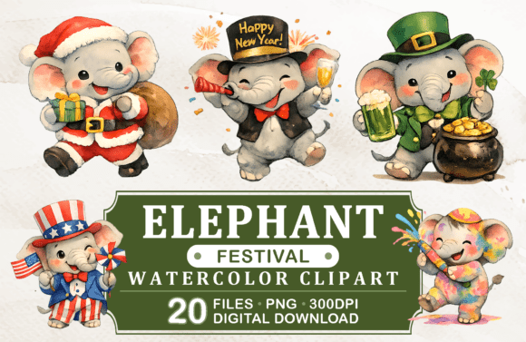 Download Elephants Festival Watercolor Clipart - Watercolor Collection