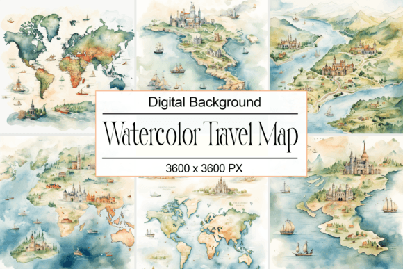 Download Watercolor Travel Map - Watercolor Collection
