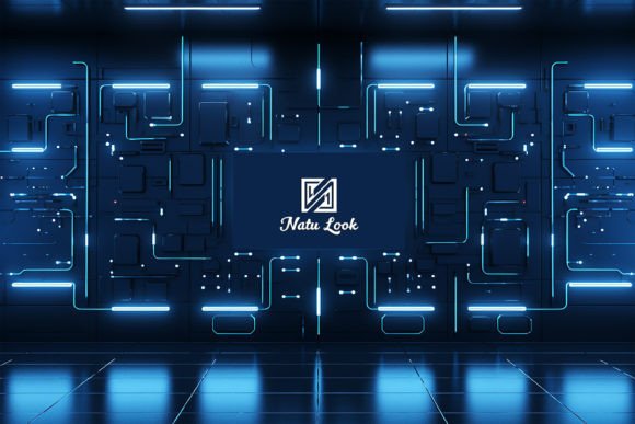 Download Blue Tech Board Logo Mockup - Logo mock Collection